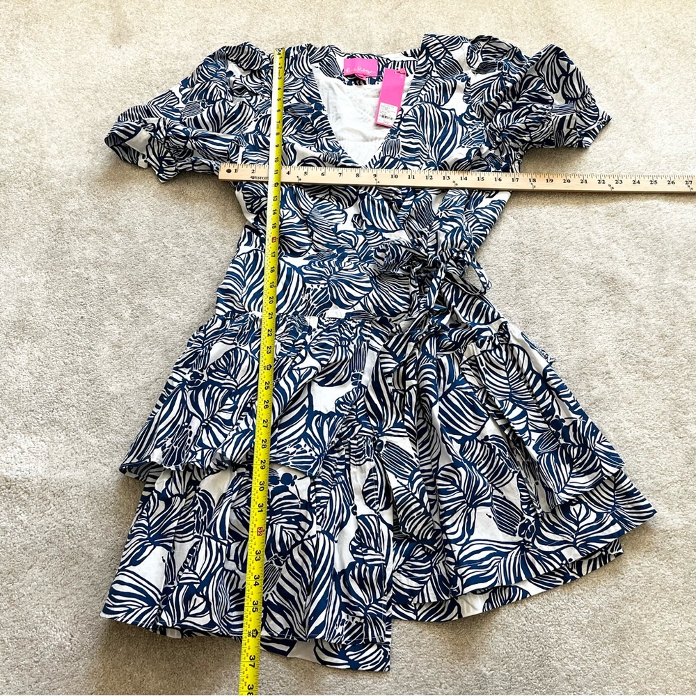 LILLY PULITZER NWT Alexandria Elbow Sleeve Cotton Wrap Dress Size 16 Trendy Chic - Picture 7 of 8